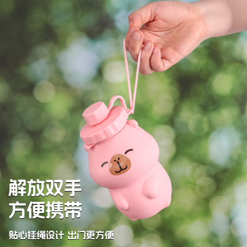 New folding water bottle for outdoor children's cute Kapi Barati hand silicone sports water bottle details Picture