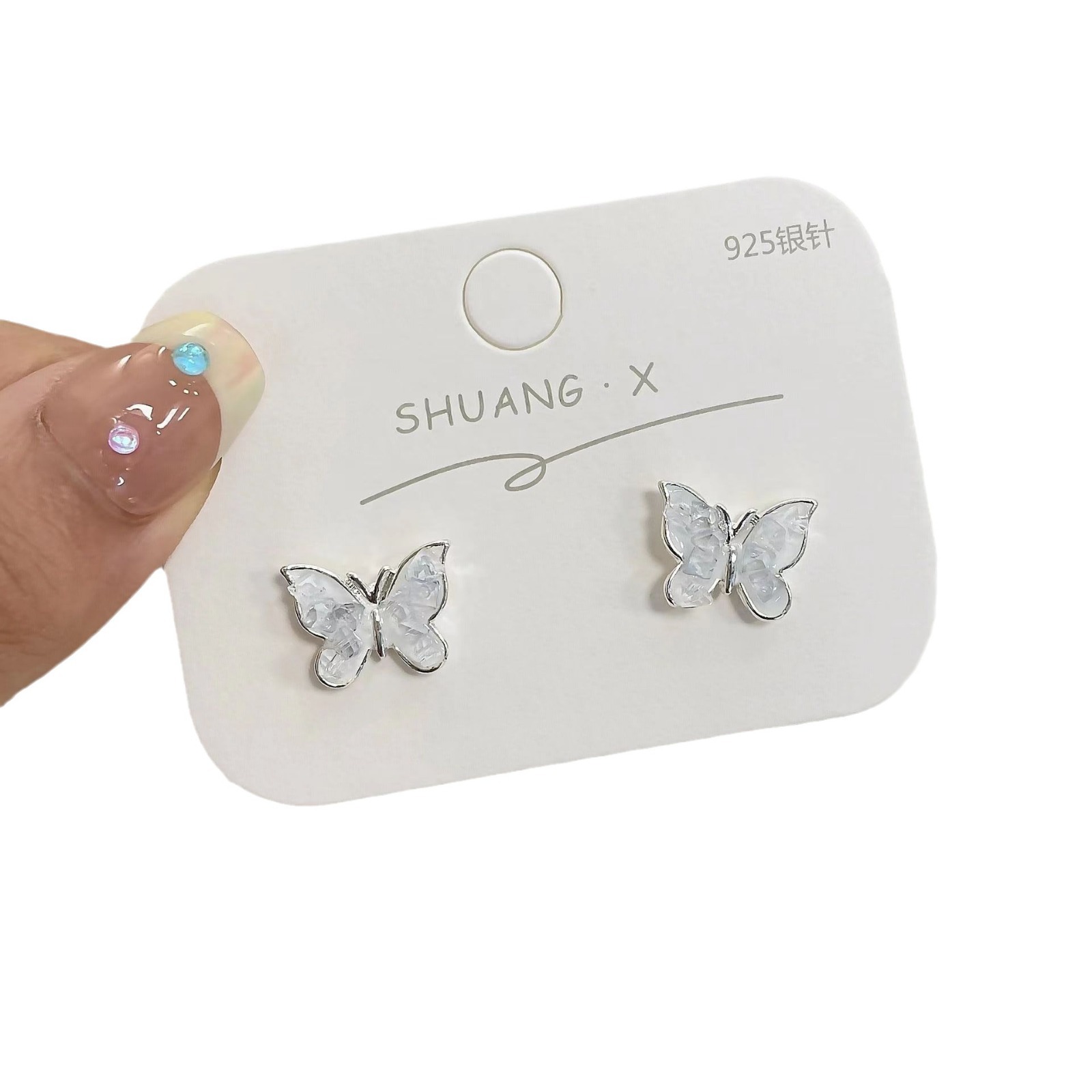 Haze Blue crystal stud earrings for women, fresh, small and exquisite design sense earrings, new winter 2025 light luxury earrings Item Picture