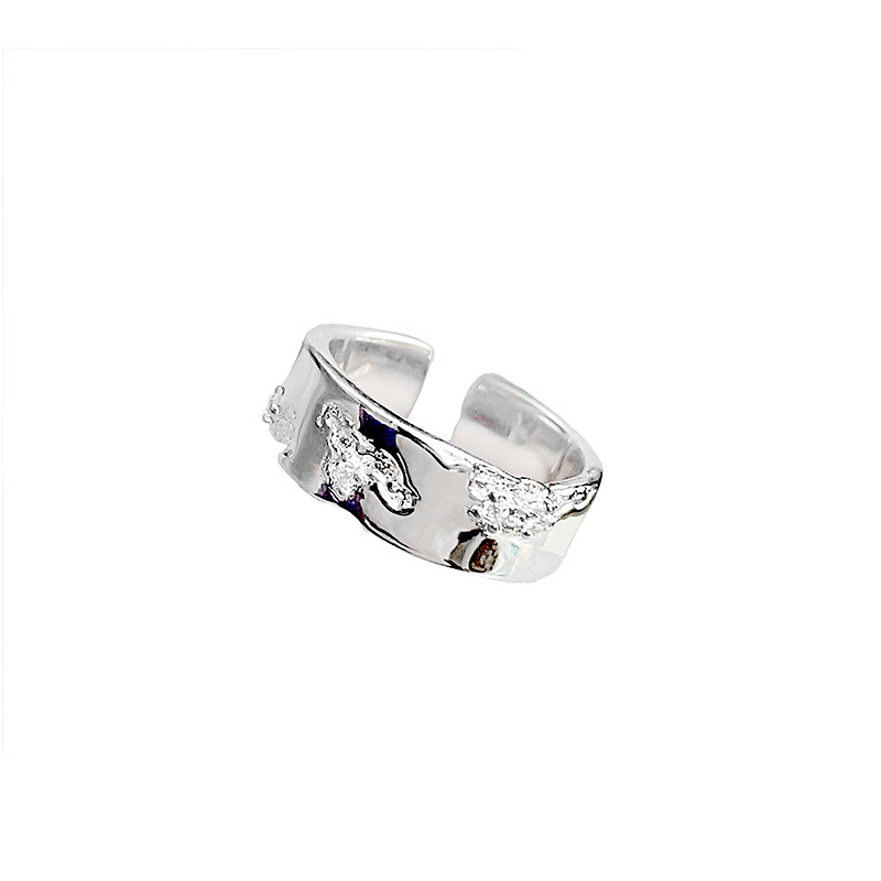 A simple and fashionable broken ring with an ins style, a niche design for women, and a texture set with zircon. It's a high-end couple's ring Item Picture