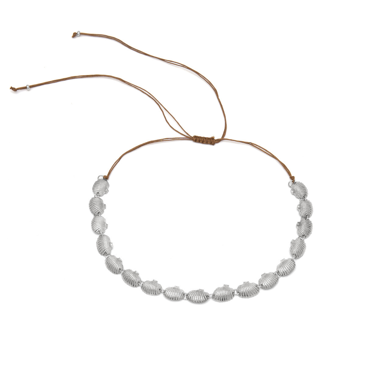 European and American cross-border jewelry creative fan-shaped shell adjustable necklace, simple and exaggerated large shell versatile necklace for women details Picture