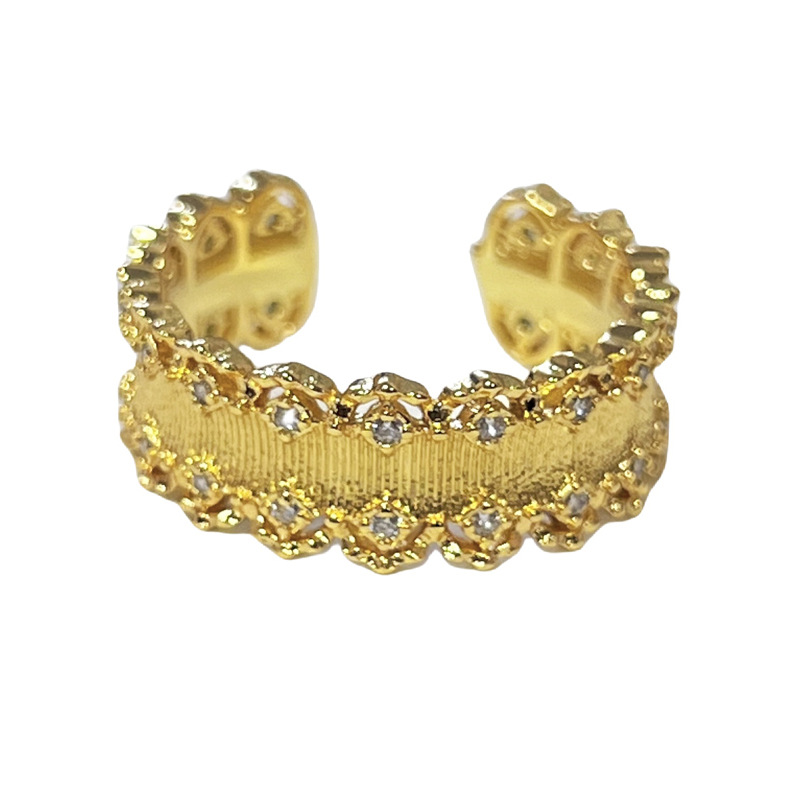 Retro lace brushed geometric, simple and high-end, exquisite open ring, women's fashionable, light luxury and cold style index finger ring Item Picture