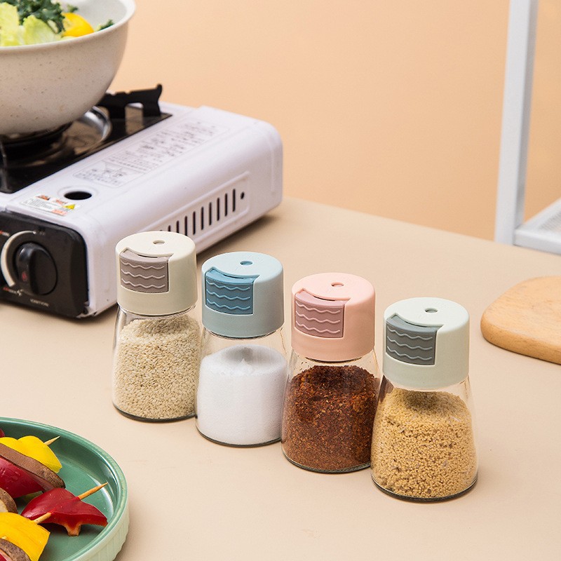 Kitchen quantitative seasoning jar, press-type salt control bottle, household seasoning box, sealed moisture-proof salt jar, monosodium glutamate salt seasoning bottle details Picture