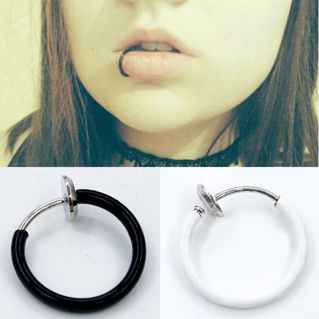 European and American foreign trade simple and small circle single earrings, Korean style fashionable single without ear holes, ear clips and nose rings Specification drawing