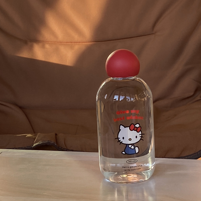 Cute kt cat glass cup, high borosilicate high-temperature resistant, niche red nose sealed water cup, car portable cup gift full figure