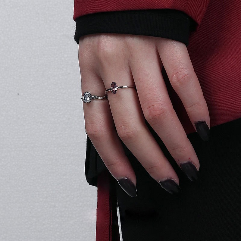 This personalized bone set gemstone, ins style, aged zircon, cold and niche design, high-end and stylish ring is versatile and trendy Specification drawing