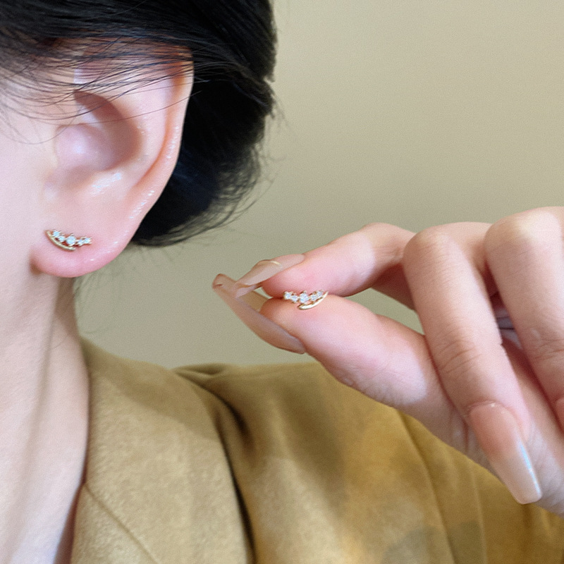 Delicate and small geometric stud earrings, a new niche design for women in 2025, a light luxury bestseller and a popular earring accessory details Picture