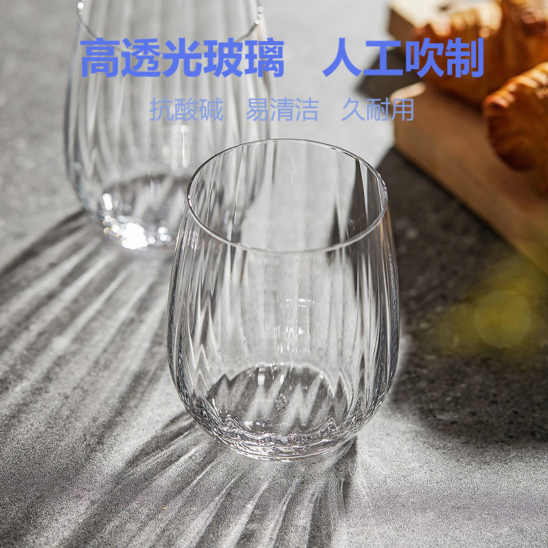 Prism glass water cups, household drinking cups, large-capacity beverage cups, heat-resistant tea cups, simple whisky wine glasses details Picture