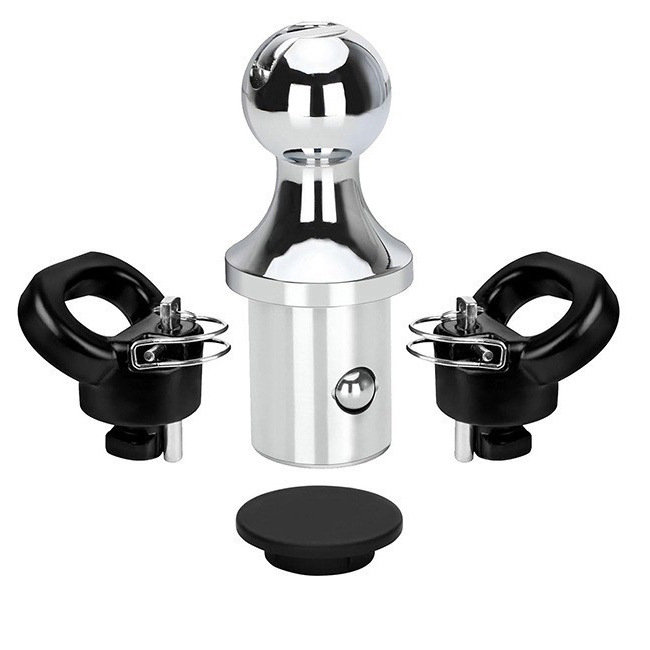 Gooseneck ball set towing and hanging ball mounting device with safety anchor chain fifth-wheel RV towing device full figure