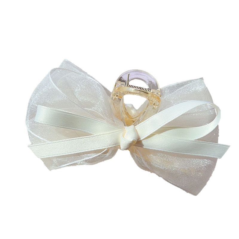 Korean mesh bow clip for women's hair, large volume hair clip headwear, high-end and elegant shark clip at the back of the head Item Picture