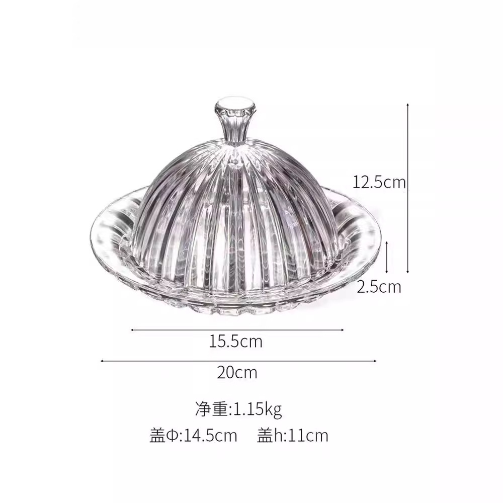New glass cake plate with lid, fruit plate, creative dessert and pastry plate, home living room coffee table, snack plate Item Picture