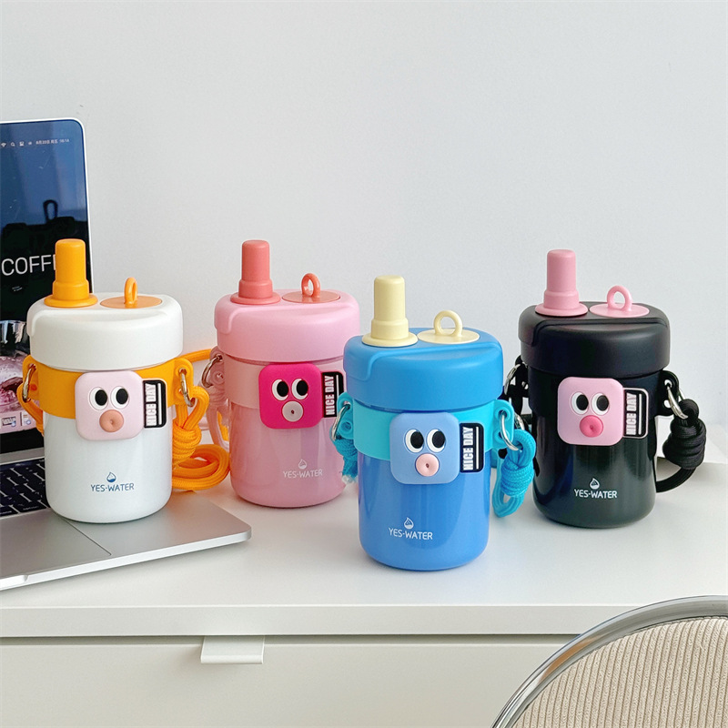 Funny and fun flower tea straw cup, cute cartoon, high appearance level stainless steel insulated cup, tea-water separation sports water cup details Picture