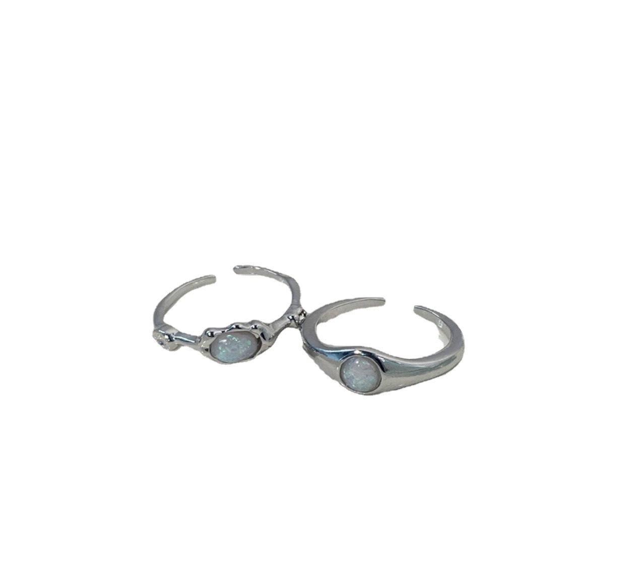 Simple and individual colorful stone open ring for women's Instagram cold style new trendy and fashionable high-end design food ring Item Picture