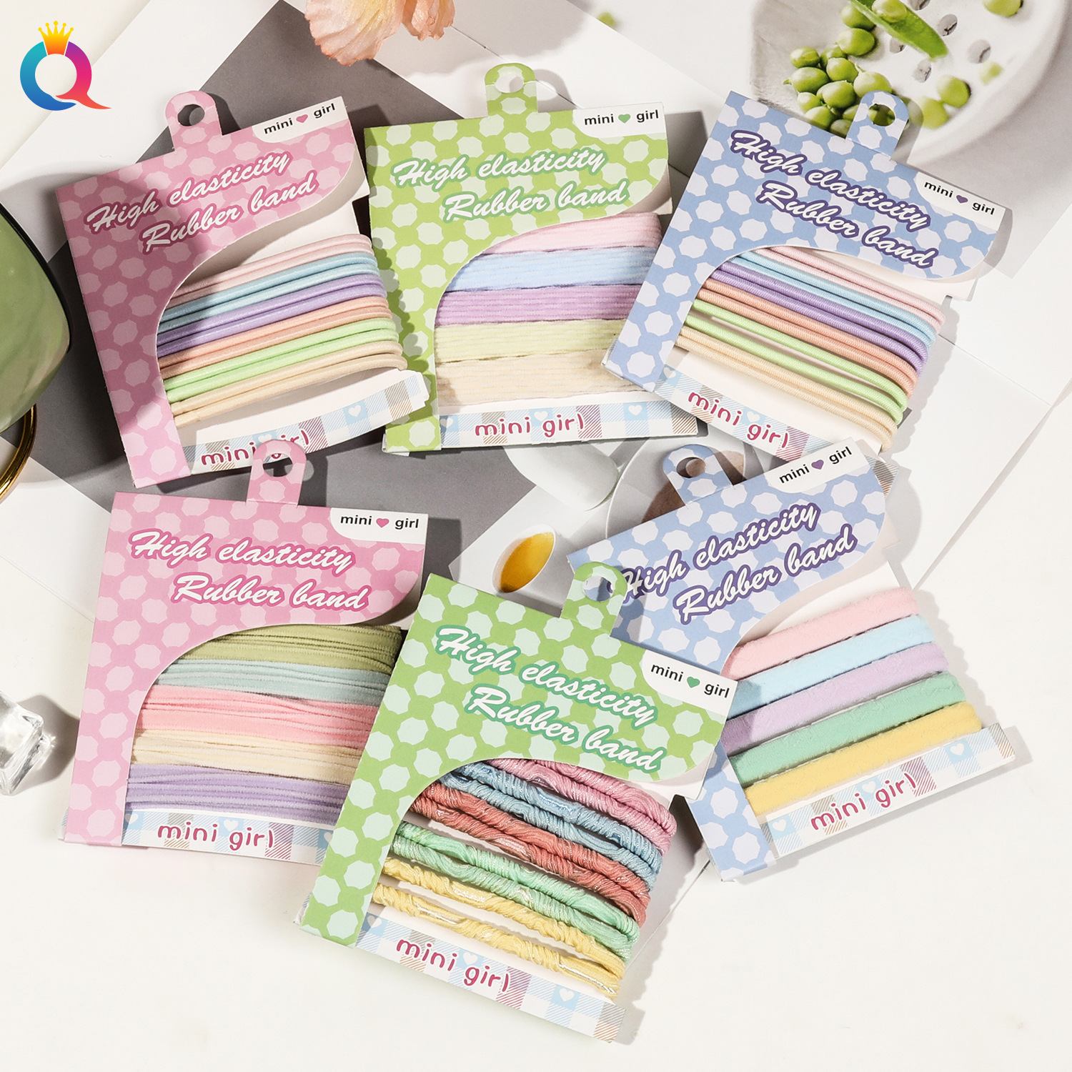 Qiyue Cross-border's new card-sized sweet candy-colored high-elasticity girls' hair tie hair band is a versatile style full figure