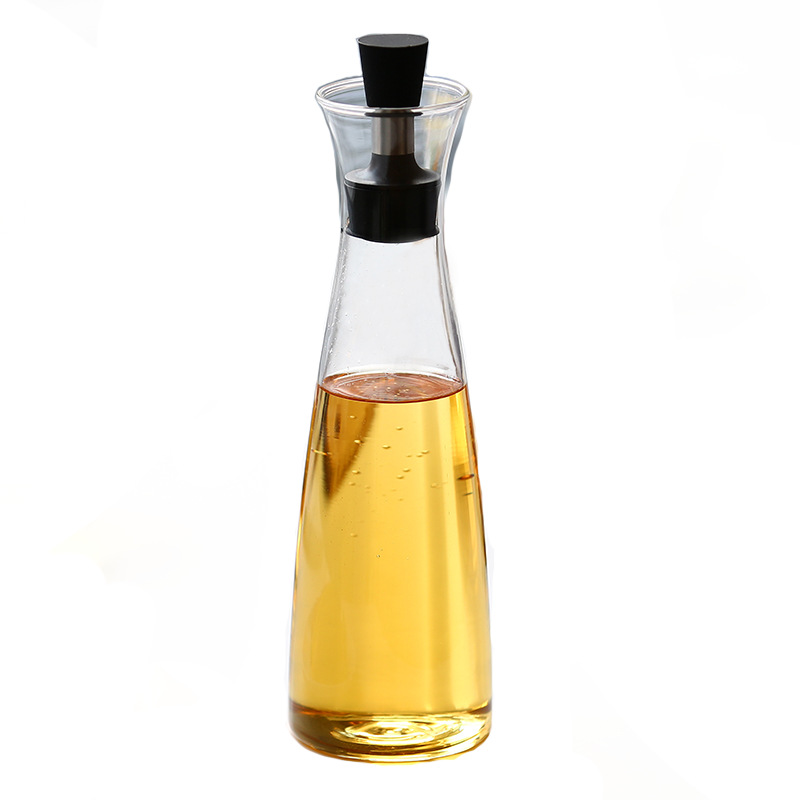Self-opening and closing high borosilicate glass leak-proof oil pot, creative sesame oil bottle, household oil tank, oil-free kitchenware Item Picture