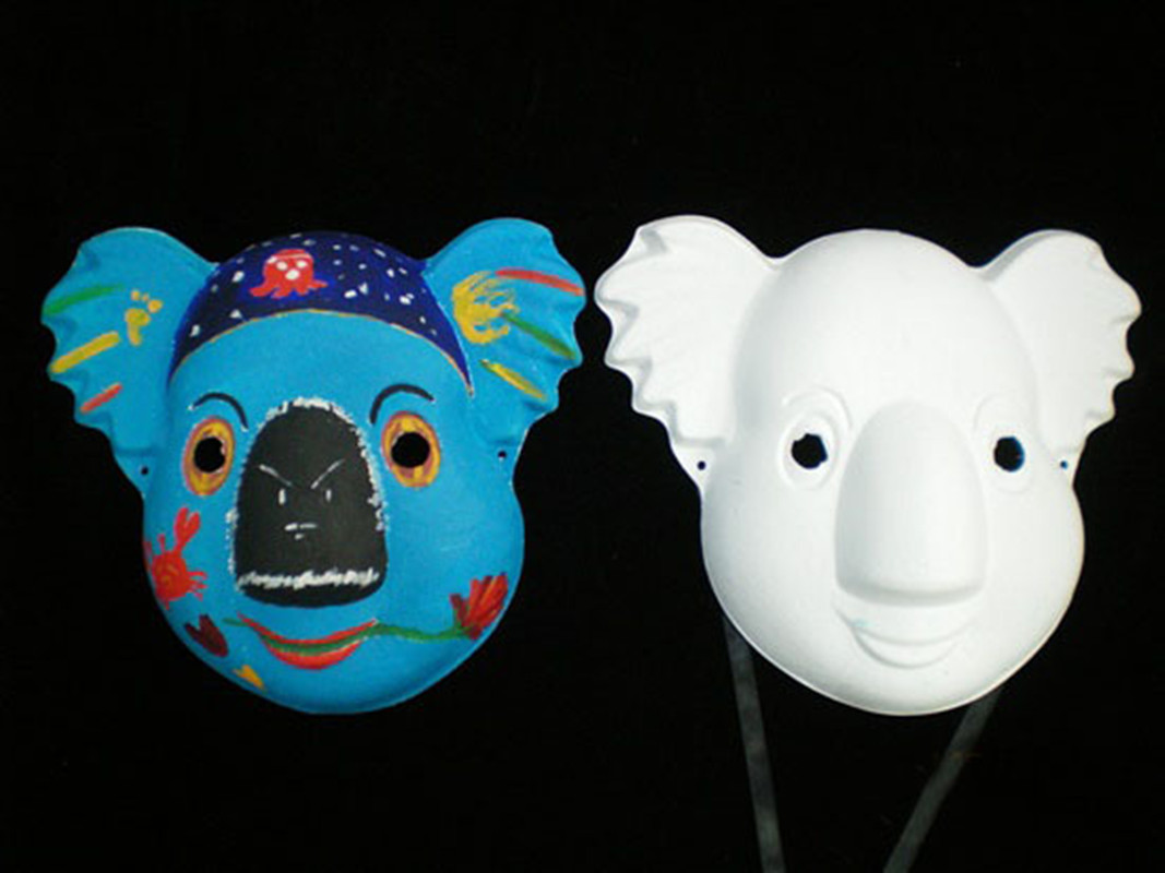 DIY环保面具 /纸浆面具/白色手绘面具-树熊