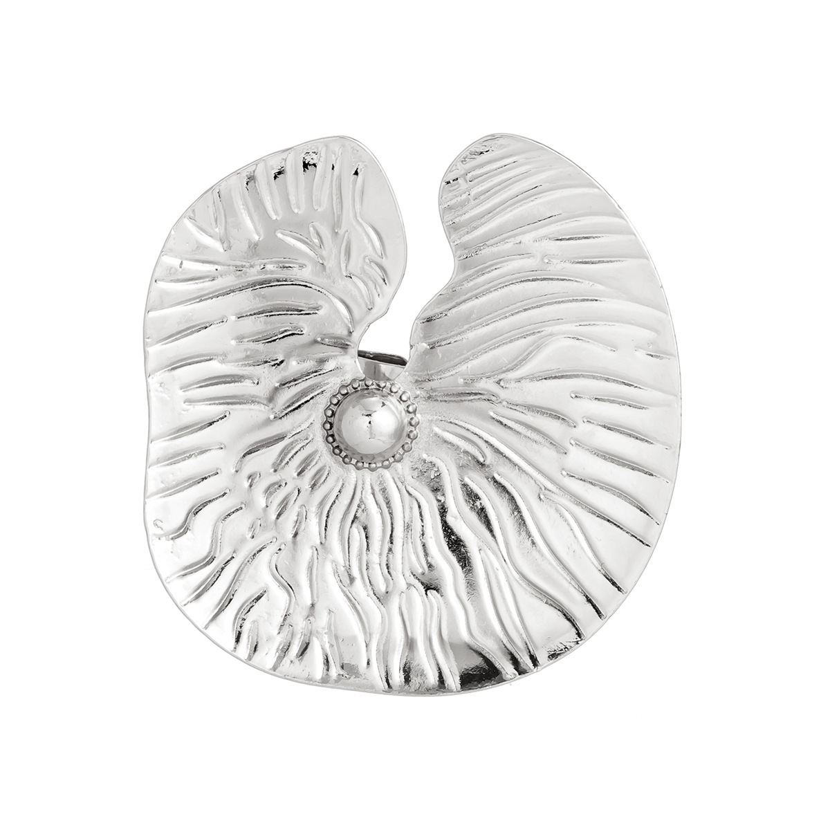 European and American exaggerated punk cyberpunk style metal jewelry, retro lotus leaf large leaf ring Item Picture