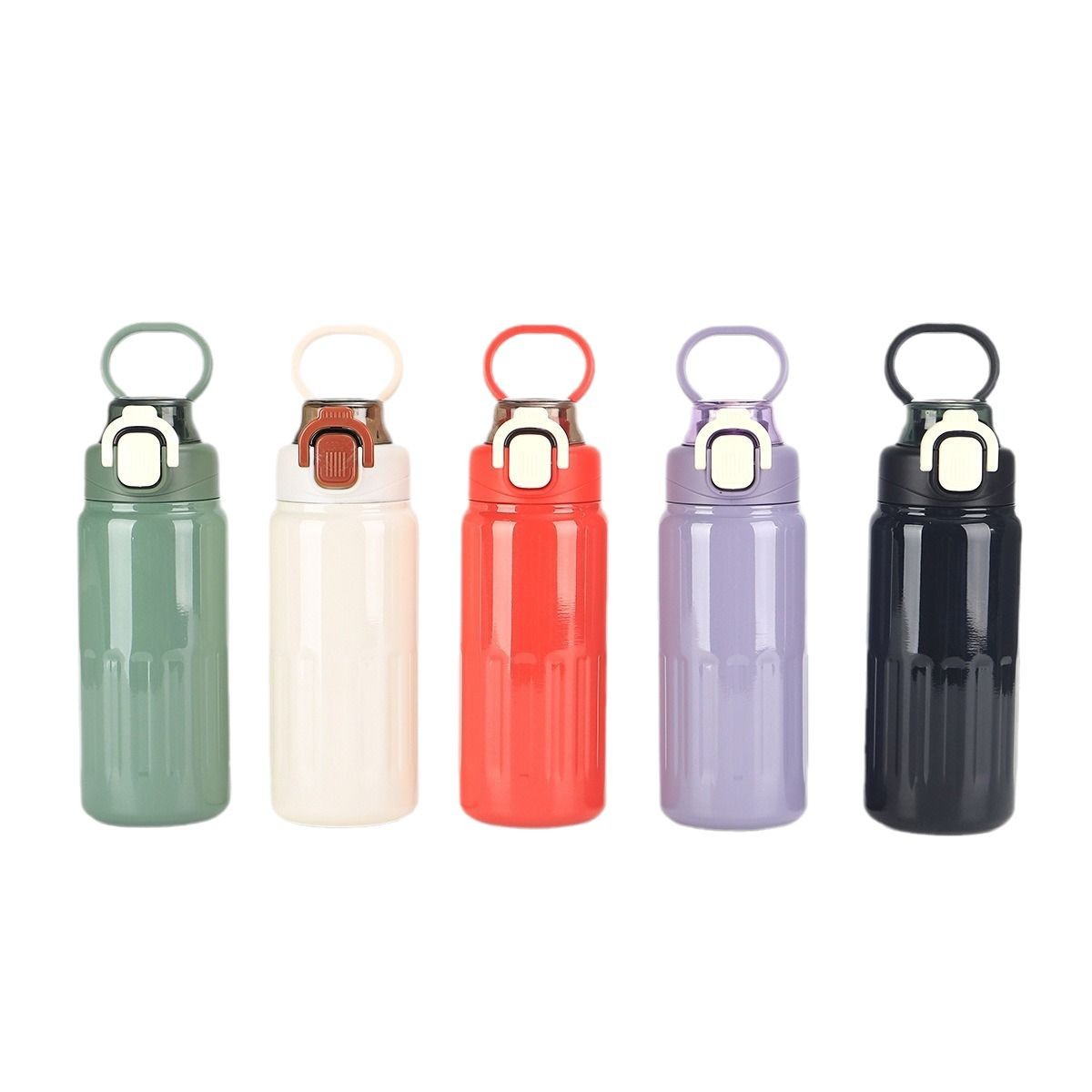 New silicone ring bounce cup, outdoor portable 316 stainless steel insulated cup, large-capacity vacuum sports water bottle Item Picture