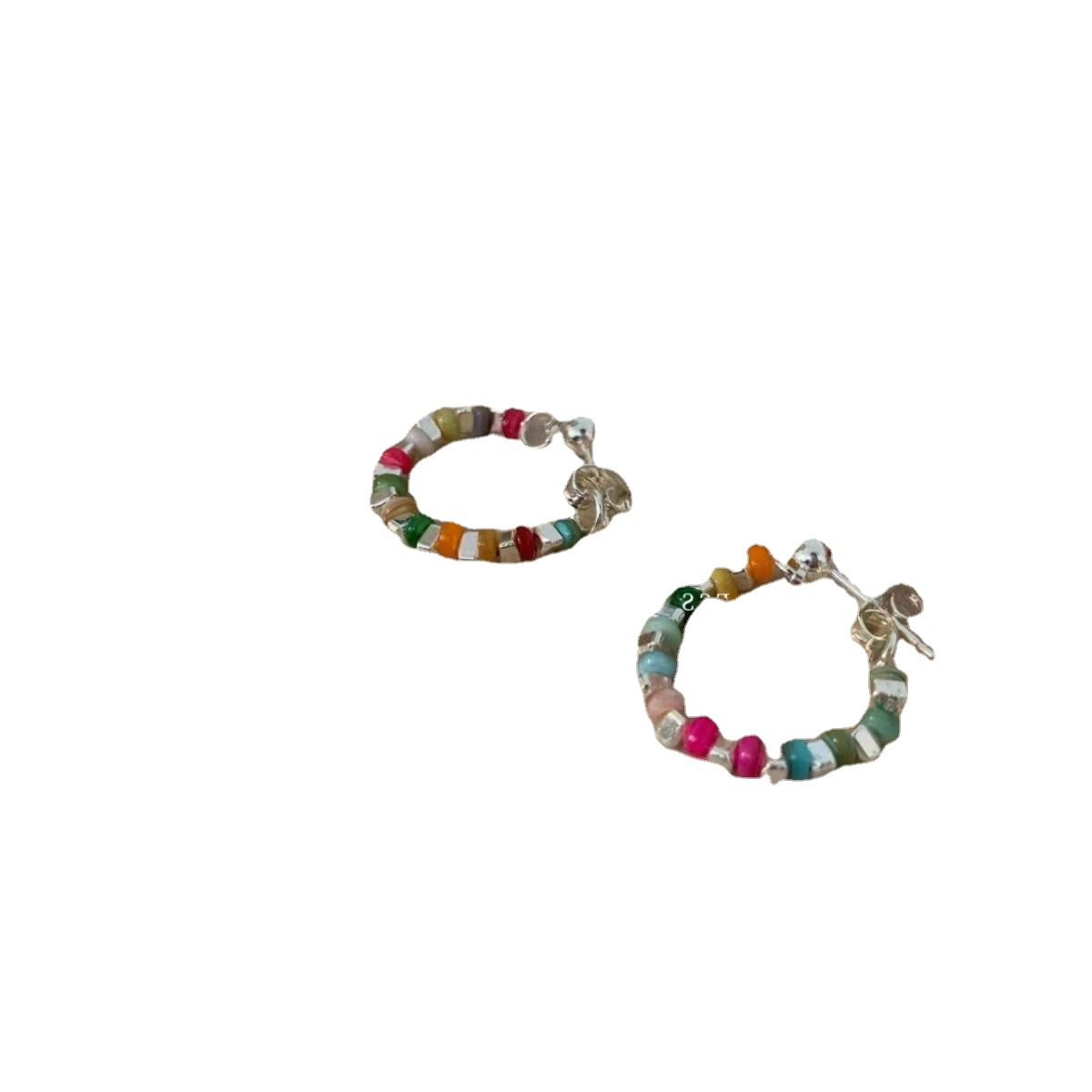 s925 New trendy and distinctive Japanese and Korean silver color beaded stud earrings for women, featuring a light luxury, niche and high-end design Item Picture
