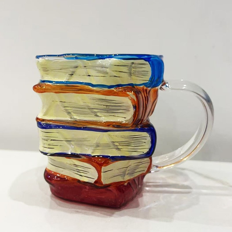 Cross-border new Painted Book Mug, 3D painted bar, unique book stacking coffee cup details Picture