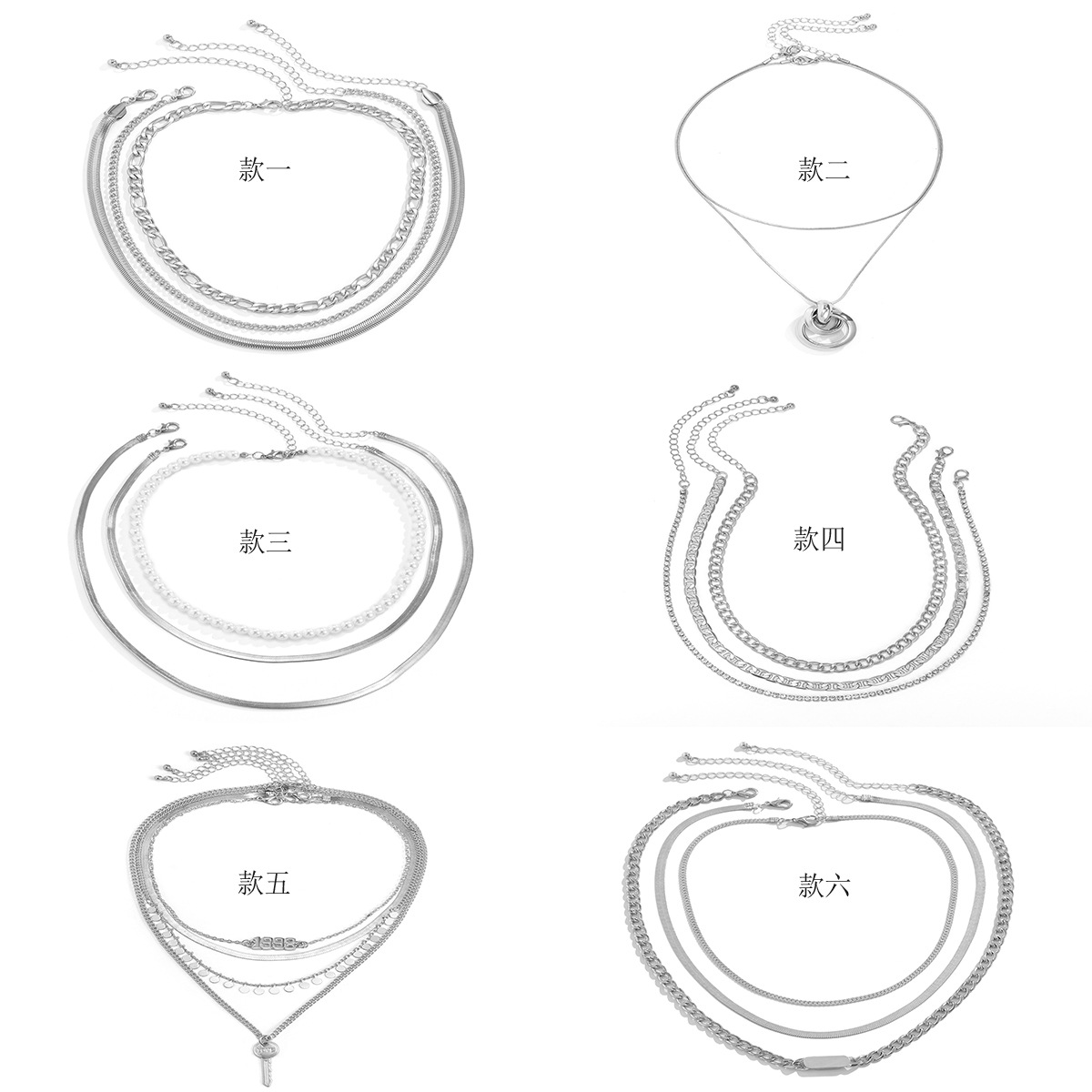 European and American cross-border jewelry geometric circle, niche design sense, metal thick necklace, simple and versatile pearl collarbone necklace Item Picture