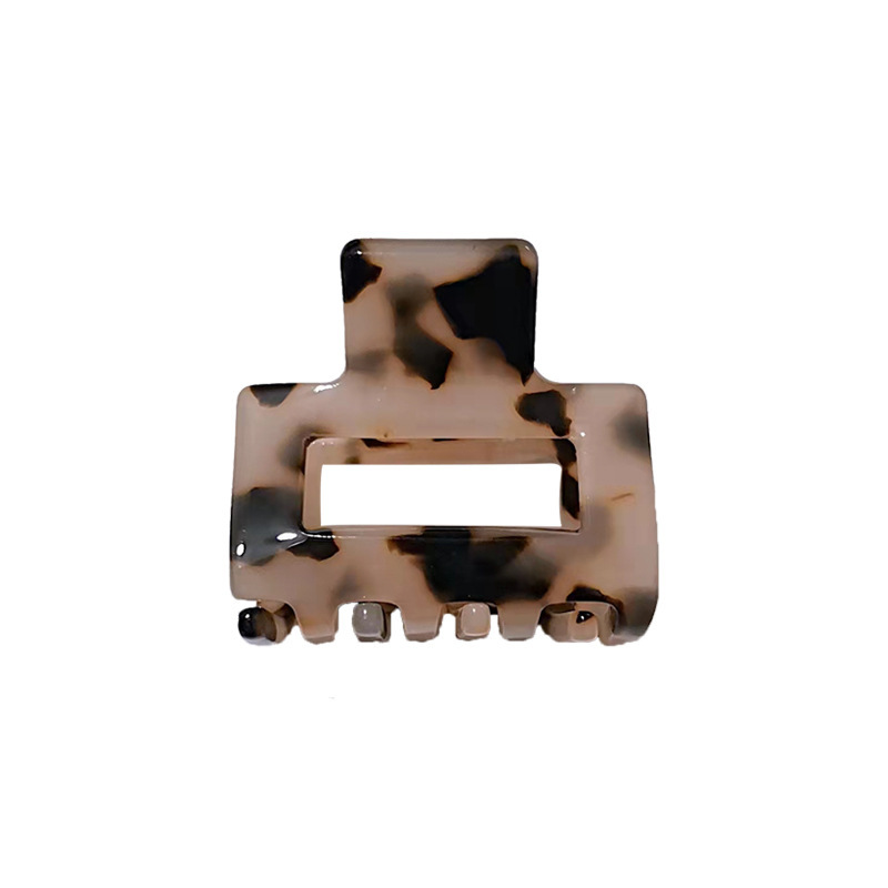 Korean leopard print checkerboard acetate square small hair clip, Japanese elegant style, half-tied hair clip at the back of the head Item Picture