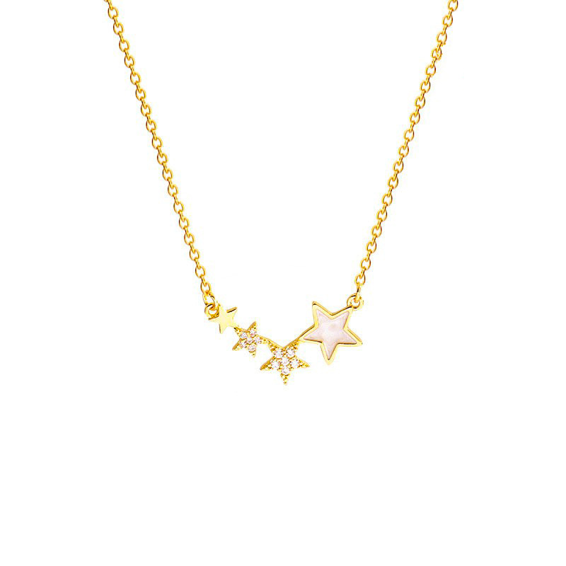 Korean version niche design sense five-pointed star titanium steel necklace, cold style star pendant chain collarbone chain, women's light luxury Item Picture