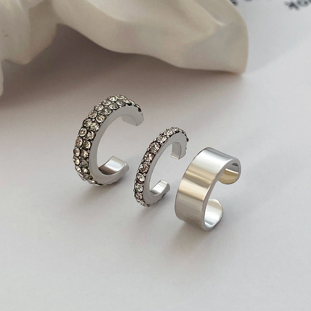 European and American ins simple Zircon ear clips without ear holes, French light luxury geometric ear bone clip set, forest-style super fairy earrings Specification drawing