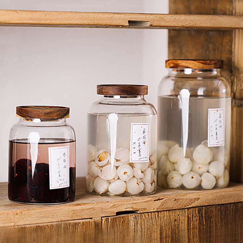 Large-capacity glass sealed jar, food-grade bottle with lid, lychee and plum wine, medicinal herb and dried tangerine peel jar, wine bottle Item Picture