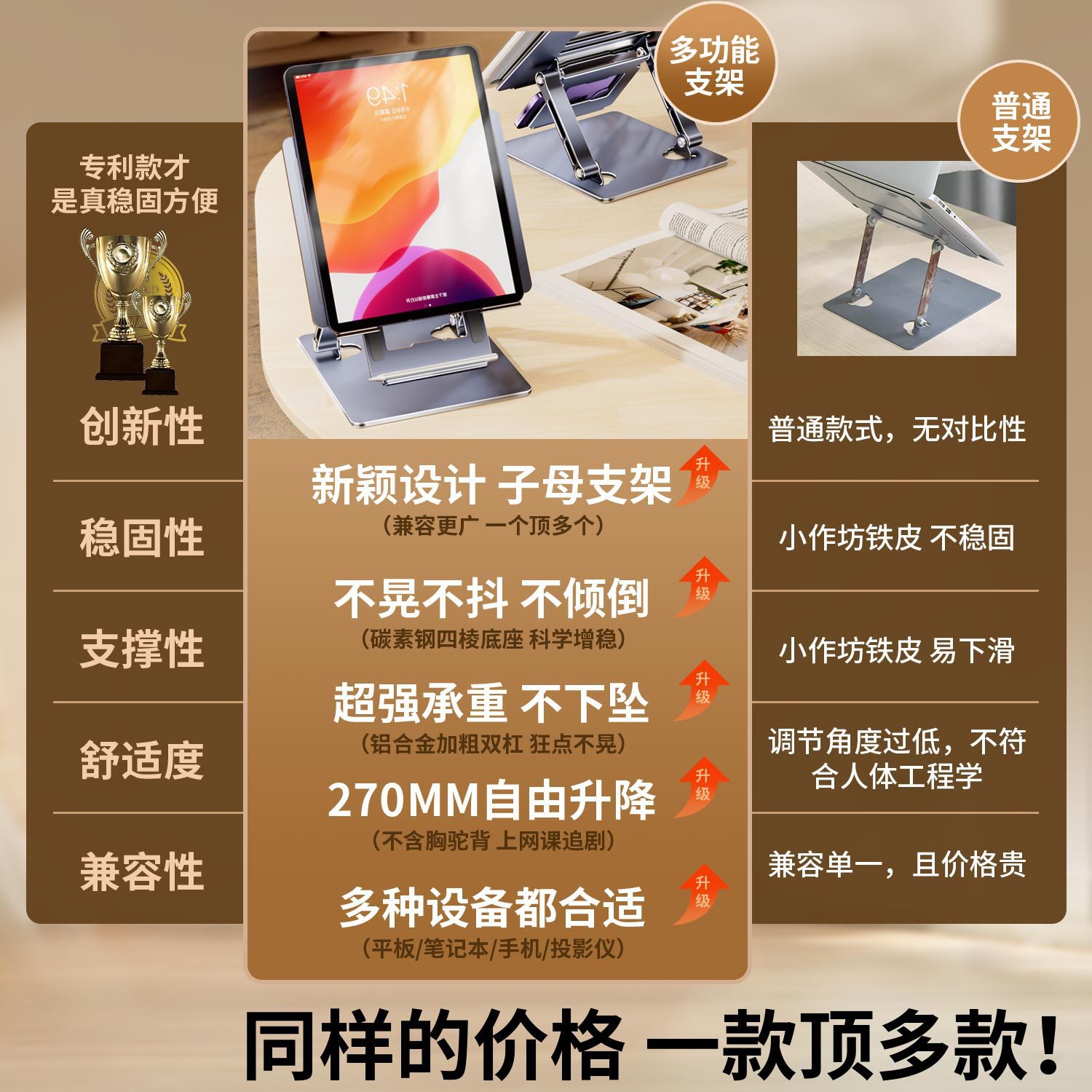 Factory direct sales LS638 notebook computer stand, gaming laptop, folding double-layer lift computer stand, portable Specification drawing