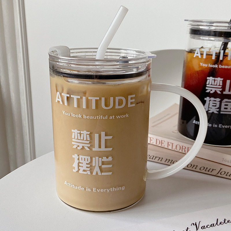 1000ml glass water cup with handle, straw cup, office super-large capacity drinking cup, high-temperature resistant, popular online cup Specification drawing