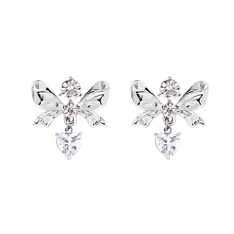 Cold style bow earrings 925 autumn/winter, simple design sense earrings, high-end sense, niche original stud earrings wholesale Item Picture