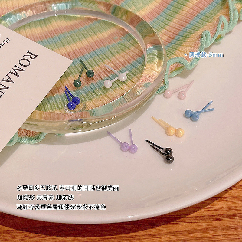 Bio-ceramic ear piercing earrings, medical-grade non-durable ear sticks, macaron colored ceramic ear studs, no need to remove earrings for sleeping Specification drawing