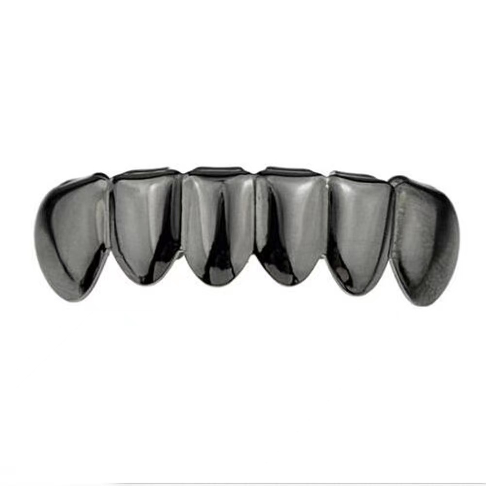 Hip-hop cross-border braces, smooth rose gold braces, gun black smooth rose gold braces, hip-hop decoration, 18K Item Picture