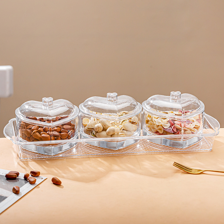 The new Xinyue Jinhe glass fruit plate, living room coffee table, household tea snacks, dried fruit plates, small salad bowls and plates Application Scenario