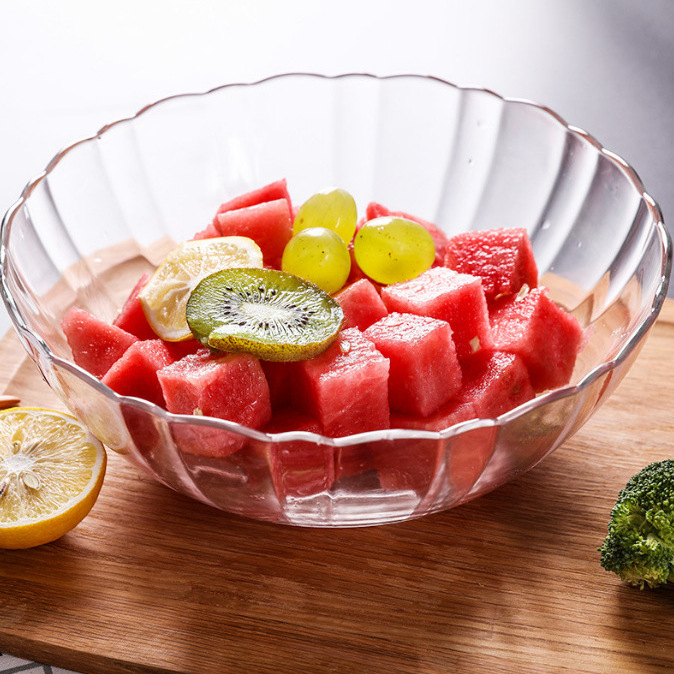 Transparent glass bowls, creative salad bowls, household tableware, soup bowls, dessert bowls, heat-resistant large bowls, instant noodle bowls, fruit plates details Picture
