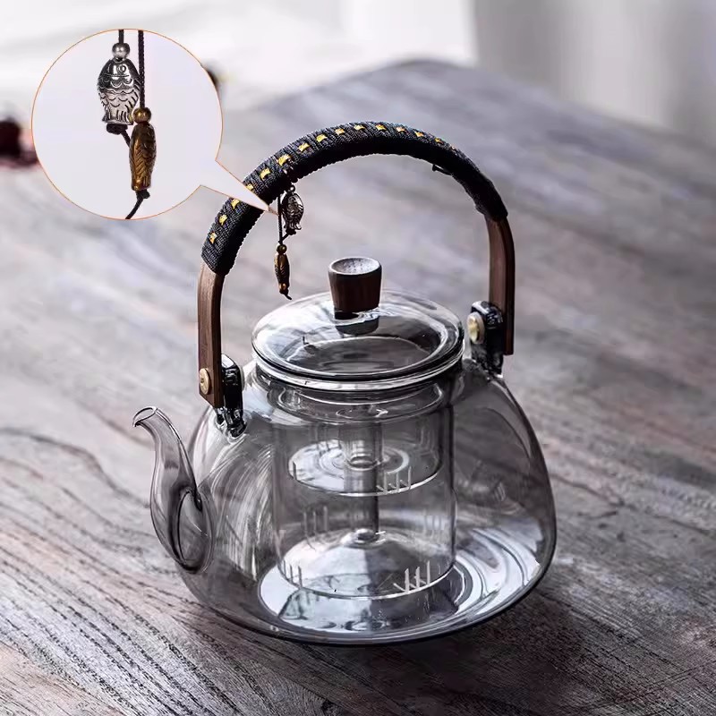 Glass handle teapot, household tea brewing set, light luxury tea ware set, Chinese high borosilicate glass tea brewing set Application Scenario