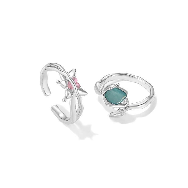 Elegant tulip ring for women, light luxury and high-end feel, zircon opening, niche design, unique ring, butterfly index finger ring Item Picture