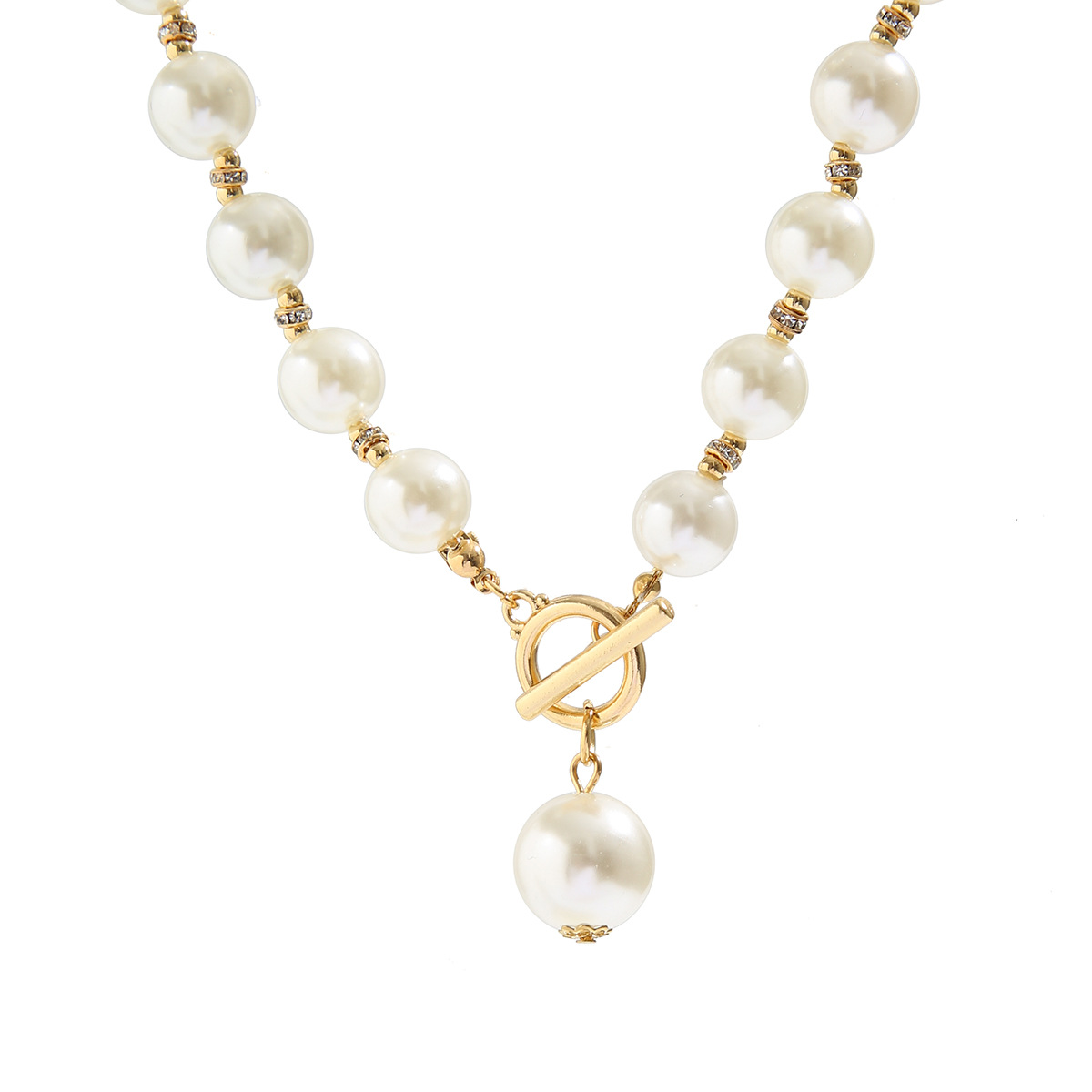 European and American cross-border accessories with a cold and elegant style, slightly inlaid round bead necklace necklace imitation pearl necklace set for women Application Scenario