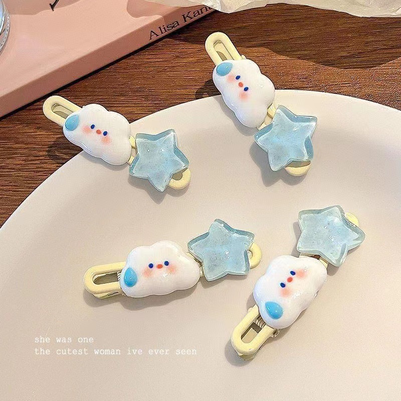 Cute cloud InS-style sparkling star accessories, diy hair accessories, cream phone case accessories, resin accessories full figure