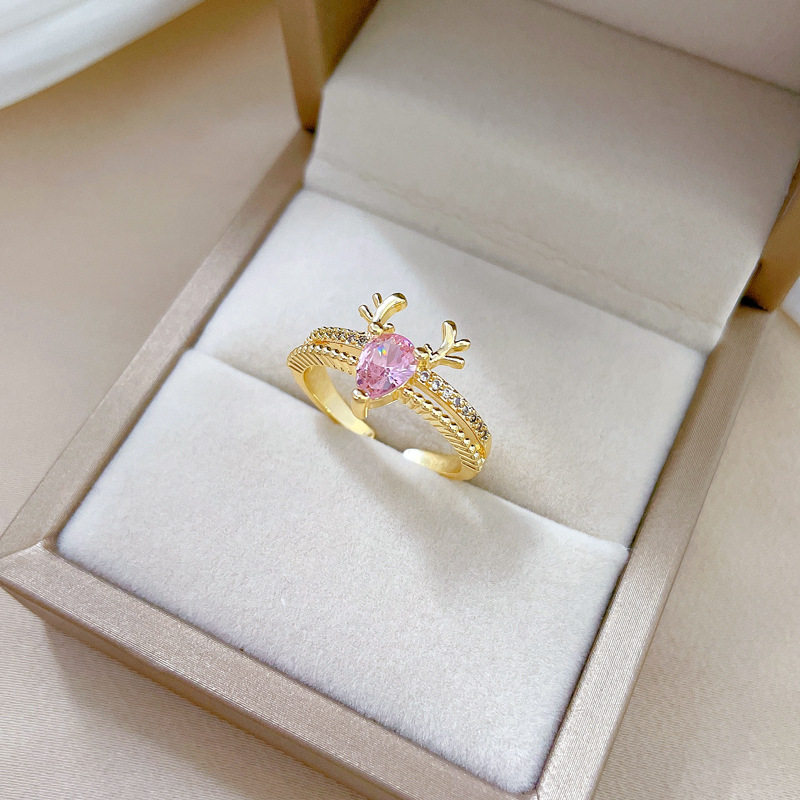 【 Real Gold 】 A Deer with You Full Diamond ring with adjustable opening, simple Japanese-style ring couple rings Specification drawing