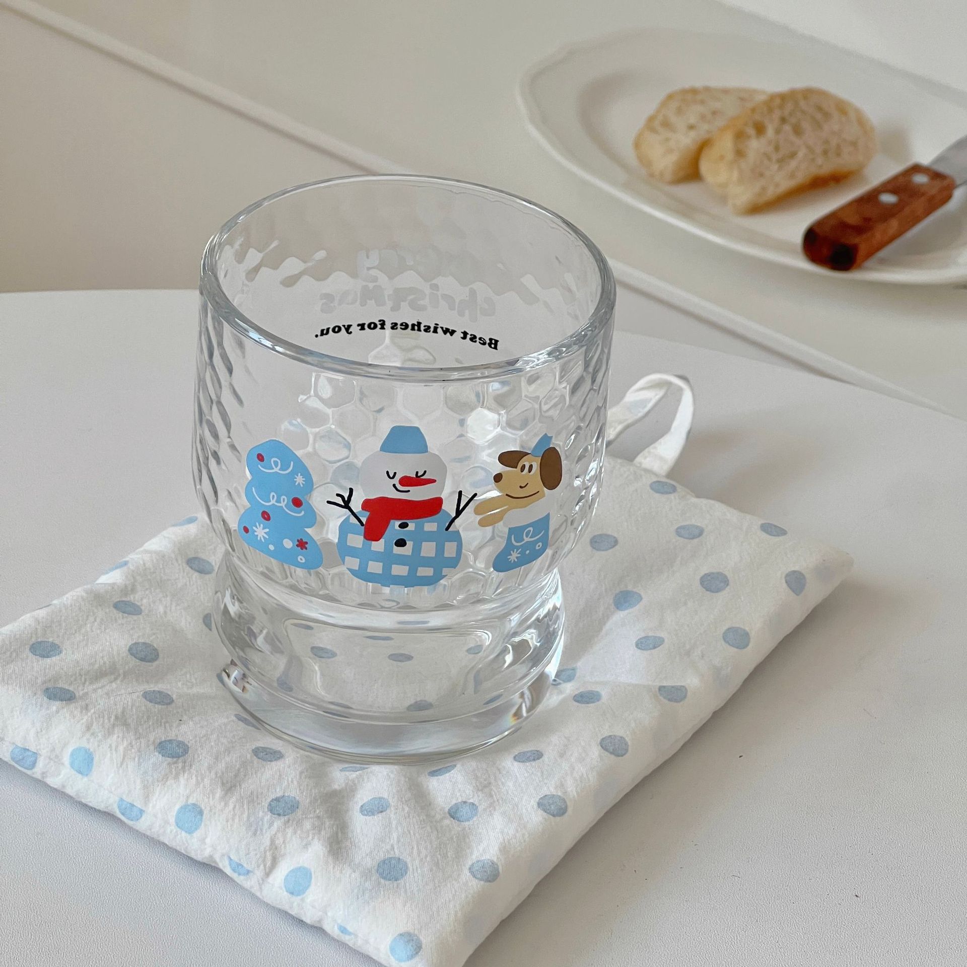 Cartoon single-layer couple gifts: puppy glass cup, creative juice cup, milk cup, coffee cup, breakfast snowman cup details Picture