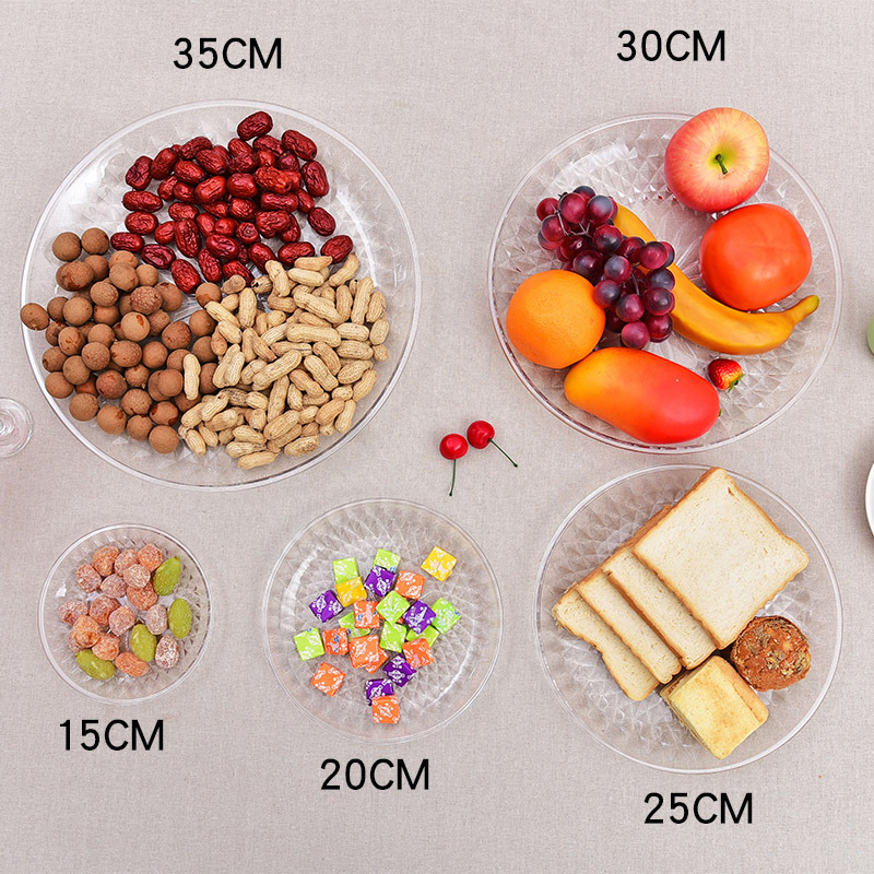 Fruit plate, plastic acrylic transparent fruit plate, creative snack plate, home candy plate, dried fruit plate, KTV snack plate Application Scenario