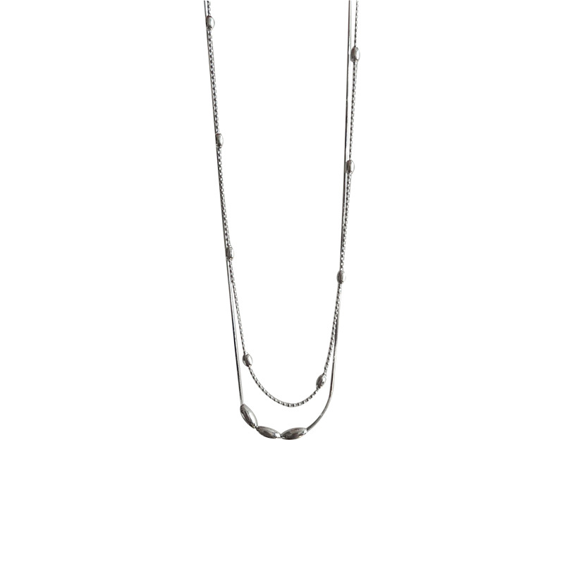 A niche snake bone and olive bead double-layered necklace for women, with a design sense, light luxury and simple style, is a simple collarbone chain accessory Item Picture