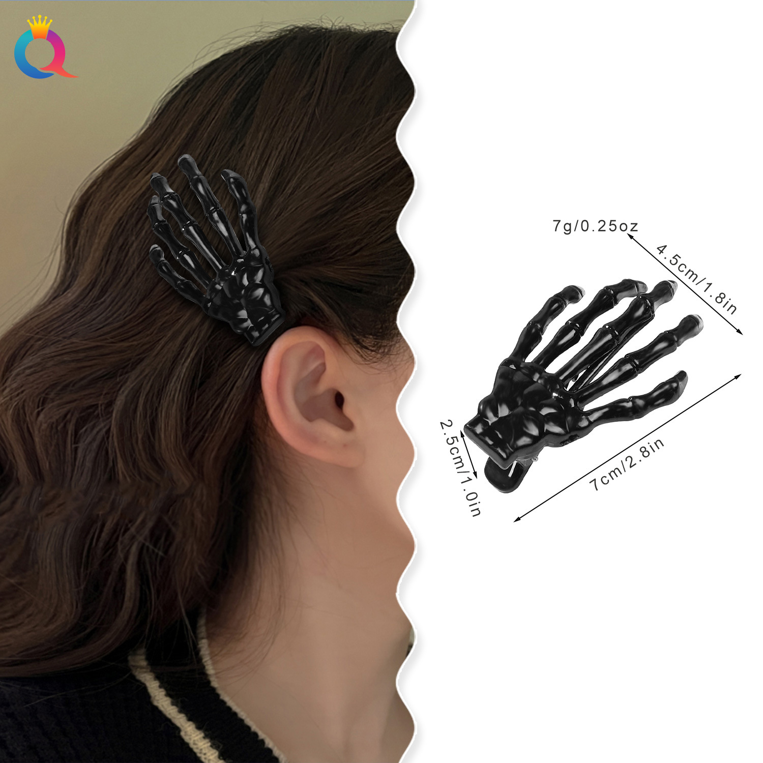 Qiyue Amazon's best-selling Halloween hairpins, terrifying ghost claws, skull bracelets, side hair clips and hair accessories wholesale details Picture
