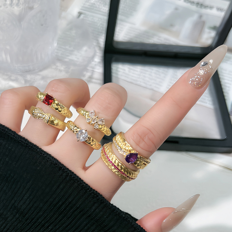 Retro court-style brushed wheat ear exquisite and light luxury open ring, sweet and cool, simple and high-end, elegant index finger ring details Picture