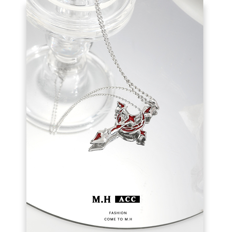 Blood Moon Cross Pendant Necklace Cross-border 2025 New style sweet and cool high-end neckchain Dark style collarbone chain Application Scenario