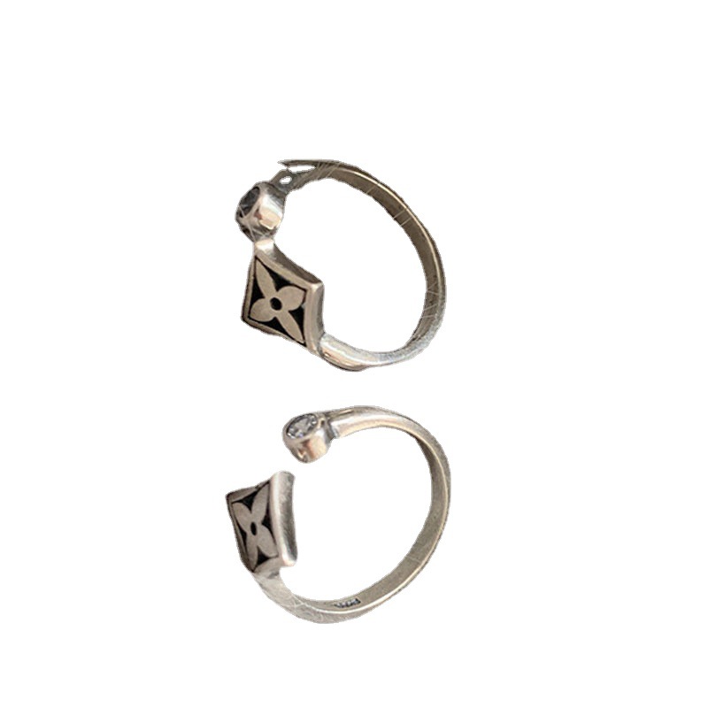 Retro and light luxury cross-flower ring, Instagram women's hollowed-out with diamonds, aged and cold trend, niche design, Internet celebrity personality Item Picture