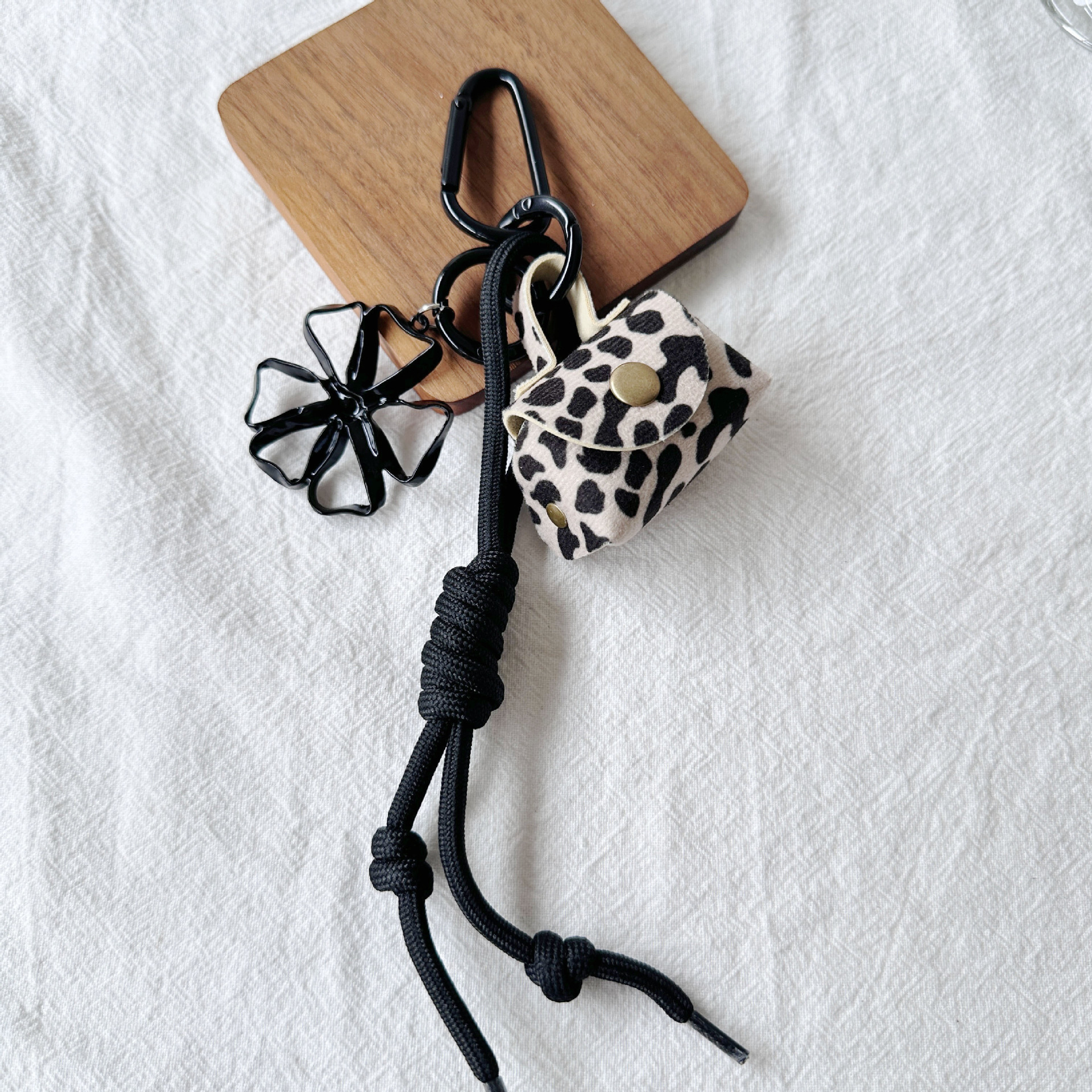 Retro leather headphone cases, pendants, women's necklaces, loose change storage small bags, accessories, collarbone chains, jewelry, necklaces, sweater chains details Picture