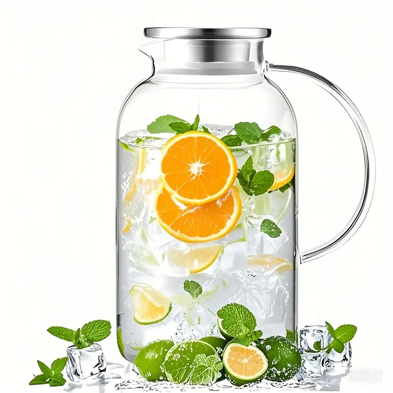 High borosilicate glass high-temperature resistant household cooling water bottle, large-capacity cold boiled water cup, fruit teapot, brewing teapot, tying teapot Item Picture