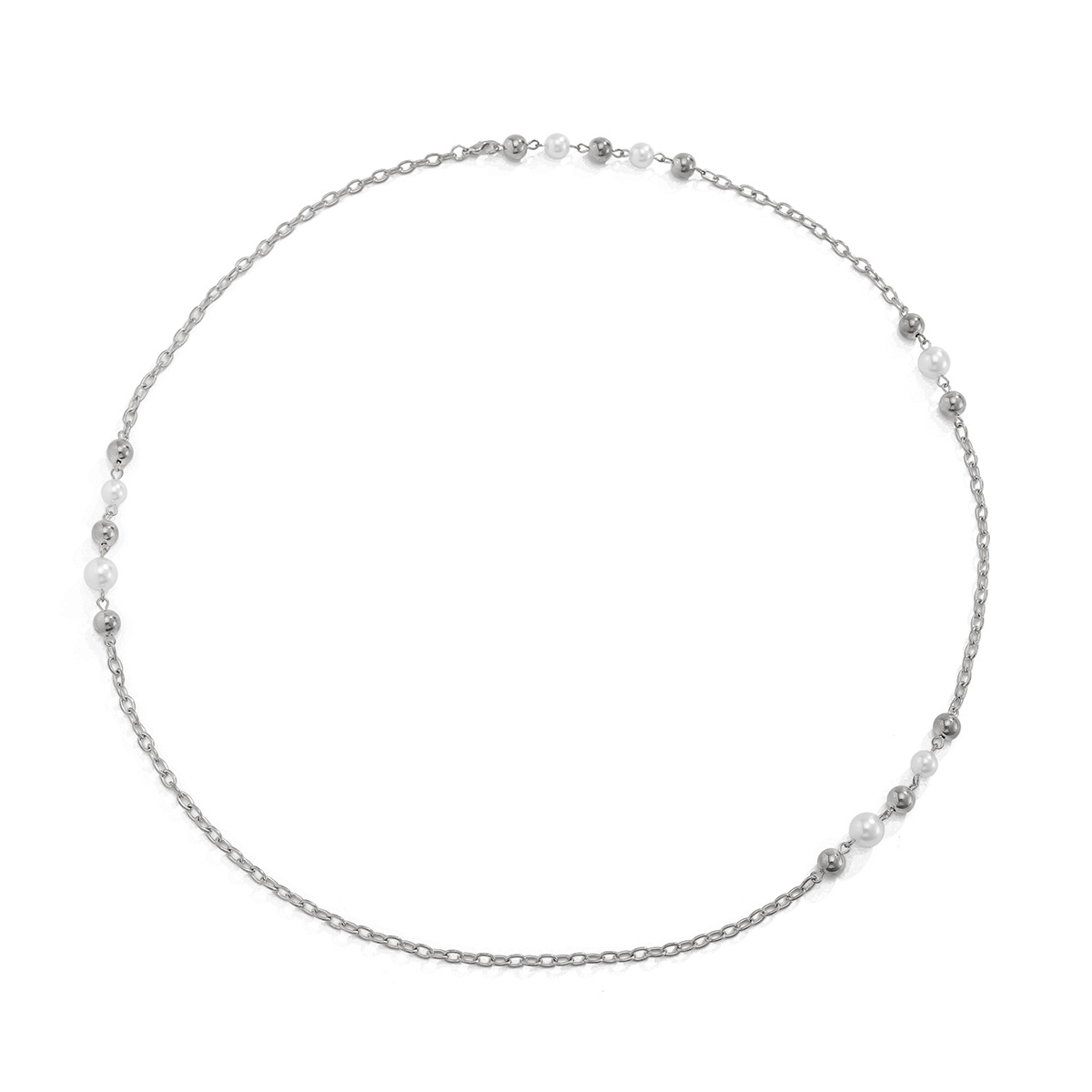 European and American cross-border jewelry, personalized pearl round bead long chain necklace, Internet celebrity style CCB beaded collarbone chain for women Item Picture